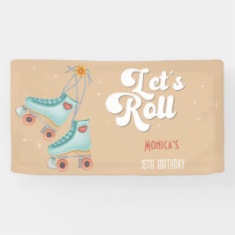 Rollen wir die Retrowalze Skate Geburtstagsparty Banner