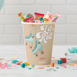 Rollen wir die Retrowalze Skate Geburtstagsparty Pappbecher