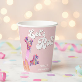 Rollen wir die Retrowalze Skate Geburtstagsparty Pappbecher