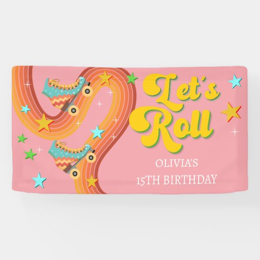 Rollen wir Rollwalze Skate Retro Regenbogen Banner (Horizontal)