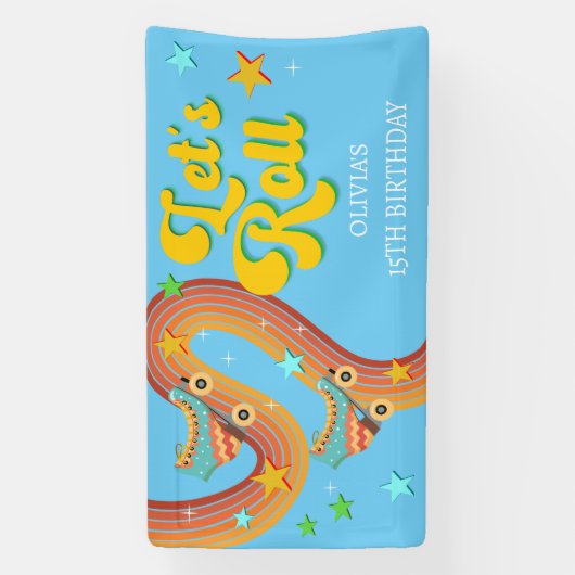 Rollen wir Rollwalze Skate Retro Regenbogen Banner (Vertikal)