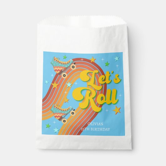 Rollen wir Rollwalze Skate Retro Regenbogen Geschenktütchen (Vorderseite)