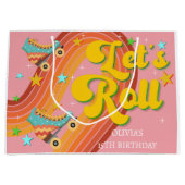 Rollen wir Rollwalze Skate Retro Regenbogen Große Geschenktüte (Vorderseite)