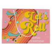 Rollen wir Rollwalze Skate Retro Regenbogen Große Geschenktüte (Rückseite)