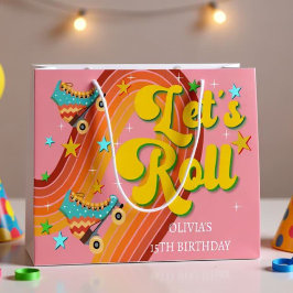 Rollen wir Rollwalze Skate Retro Regenbogen Große Geschenktüte