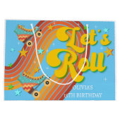 Rollen wir Rollwalze Skate Retro Regenbogen Große Geschenktüte (Rückseite)