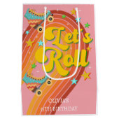 Rollen wir Rollwalze Skate Retro Regenbogen Mittlere Geschenktüte (Rückseite)