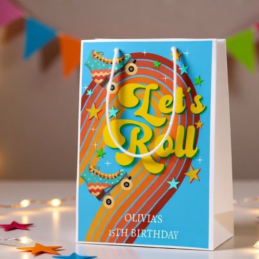 Rollen wir Rollwalze Skate Retro Regenbogen Mittlere Geschenktüte