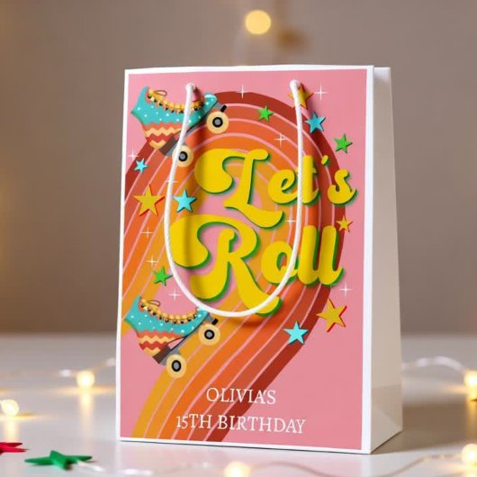 Rollen wir Rollwalze Skate Retro Regenbogen Mittlere Geschenktüte