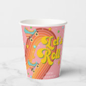 Rollen wir Rollwalze Skate Retro Regenbogen Pappbecher (Rückseite)