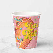 Rollen wir Rollwalze Skate Retro Regenbogen Pappbecher (Vorderseite)