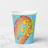 Rollen wir Rollwalze Skate Retro Regenbogen Pappbecher (Rückseite)