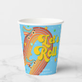 Rollen wir Rollwalze Skate Retro Regenbogen Pappbecher (Vorderseite)
