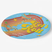 Rollen wir Rollwalze Skate Retro Regenbogen Pappteller (Schrägansicht)