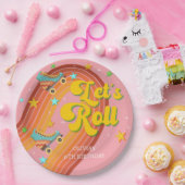 Rollen wir Rollwalze Skate Retro Regenbogen Pappteller (Party)