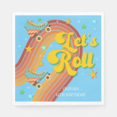 Rollen wir Rollwalze Skate Retro Regenbogen Serviette (Vorderseite)