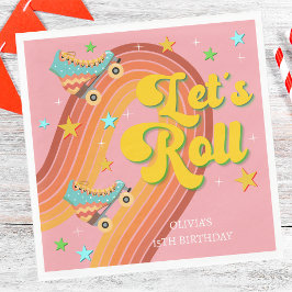 Rollen wir Rollwalze Skate Retro Regenbogen Serviette