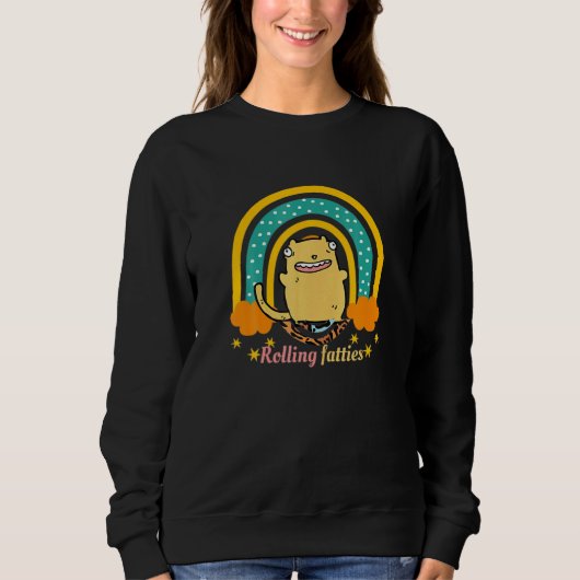 Rollende Dickerchen Katze Sweatshirt (Vorderseite)