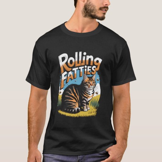 Rollende Dickerchen Lustiges Katzen Meme T-Shirt (Vorderseite)