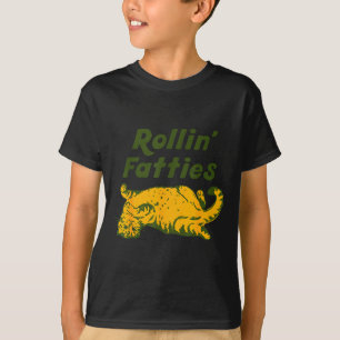 Rollende Dickerchen lustiges Retro-faul-Cat-Graphi T-Shirt