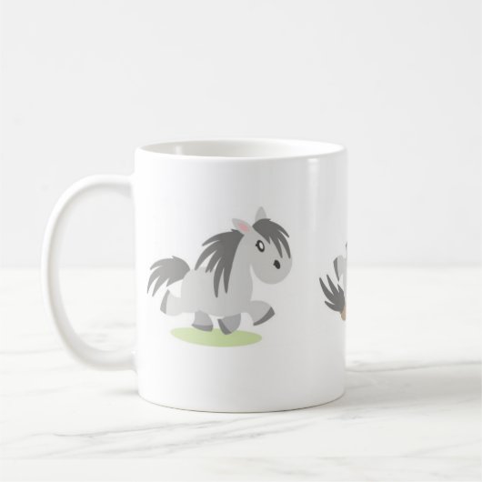 Rollende graue Pony-Tasse Kaffeetasse (Links)