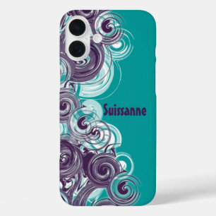 Rollende Lila Weiße Spirale Umrandung iPhone 16 Plus Hülle