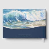 Rollende Wellen Blau Silber Beerdigung Gästebuch (Rückseite)
