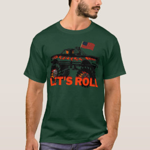 Rollenmonsterwagen Letx27s mit Flammen T-Shirt