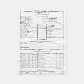 Rollenspielspiel-Charakterblatt Fleecedecke (Vorderseite)