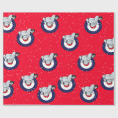 Roller auf roter Verpackung mit fallendem Schnee Geschenkpapier (Flach)