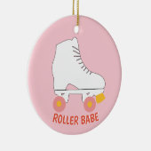 Roller Babe Roller Skaten rosa Keramik Ornament (Rechts)