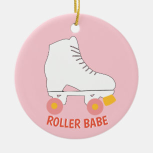 Roller Babe Roller Skaten rosa Keramik Ornament