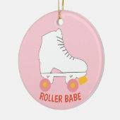 Roller Babe Roller Skaten rosa Keramik Ornament (Links)