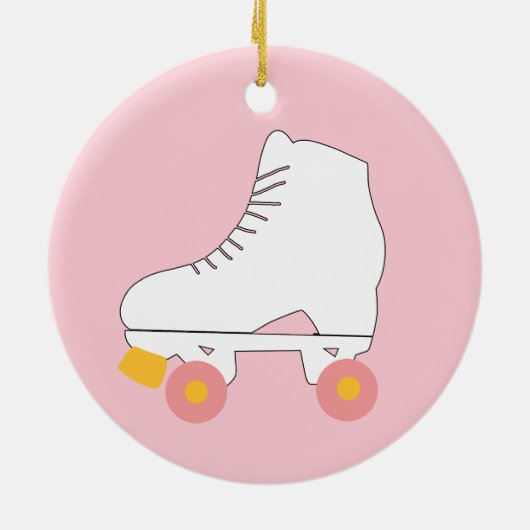 Roller Babe Roller Skaten rosa Keramik Ornament (Hinten)