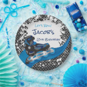 Roller Blade Grunge Blue Birthday Party Pappteller (Party)