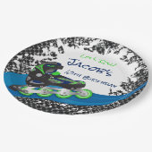 Roller Blade Grunge Green Geburtstagsparty Pappteller (Schrägansicht)