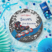 Roller Blade Grunge Red Birthday Party Paper Plate Pappteller (Party)