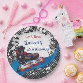 Roller Blade Grunge Red Birthday Party Paper Plate Pappteller (Party)