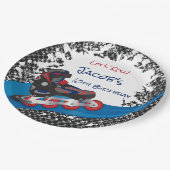 Roller Blade Grunge Red Birthday Party Paper Plate Pappteller (Schrägansicht)