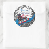 Roller Blade Grunge Red Birthday Party Runder Aufkleber (Tasche)