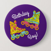 Roller Blades Skate Kindergeburtstag Party Skaten Button (Vorderseite)