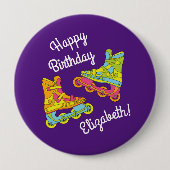 Roller Blades Skate Kindergeburtstag Party Skaten Button (Vorderseite)