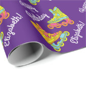 Roller Blades Skate Kindergeburtstag Party Skaten Geschenkpapier (Rolleneckpunkt)