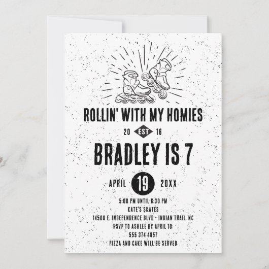Roller Blading Geburtstagsparty Einladung (Vorderseite)