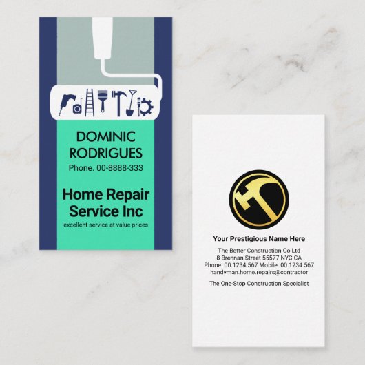 Roller Brush Paints Handyman Tools Visitenkarte (Vorne/Hinten)