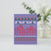 Roller Coaster Scene Ugly Christmas Sweater Postkarte (Stehend Vorderseite)