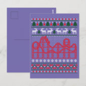 Roller Coaster Scene Ugly Christmas Sweater Postkarte (Vorne/Hinten)