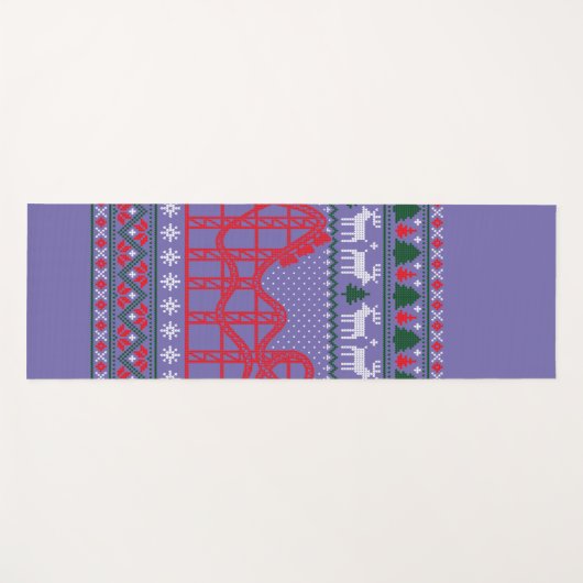 Roller Coaster Scene Ugly Christmas Sweater Yogamatte (Vorderseite (Horizontal))