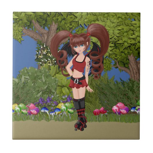 Roller Derby Anime Fairy Skaten Fliese (Vorderseite)