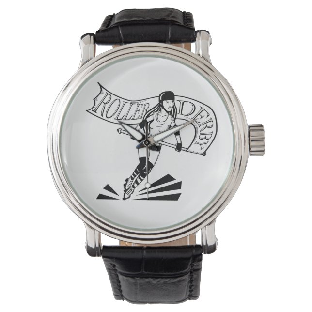 Roller Derby Banner Girl Watch Armbanduhr (Vorderseite)